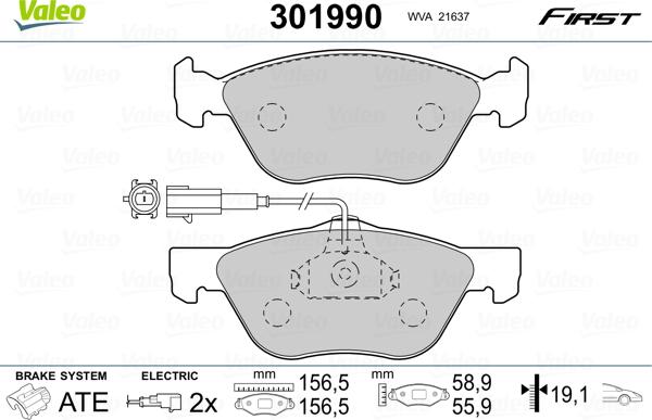 Valeo 301990 - Bremžu uzliku kompl., Disku bremzes ps1.lv