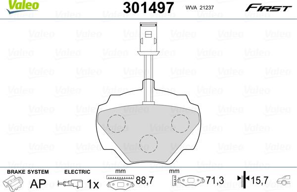 Valeo 301497 - Bremžu uzliku kompl., Disku bremzes ps1.lv