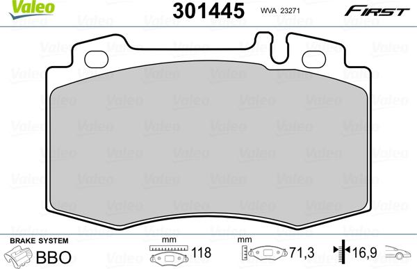 Valeo 301445 - Bremžu uzliku kompl., Disku bremzes ps1.lv