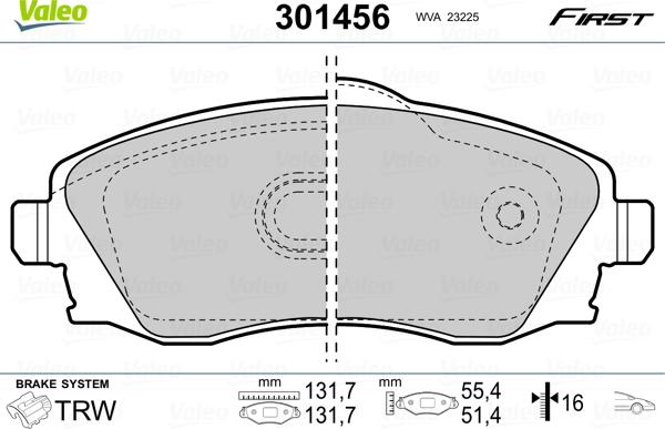 Valeo 301456 - Bremžu uzliku kompl., Disku bremzes ps1.lv