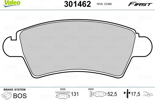 Valeo 301462 - Bremžu uzliku kompl., Disku bremzes ps1.lv