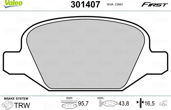 Valeo 301407 - Bremžu uzliku kompl., Disku bremzes ps1.lv