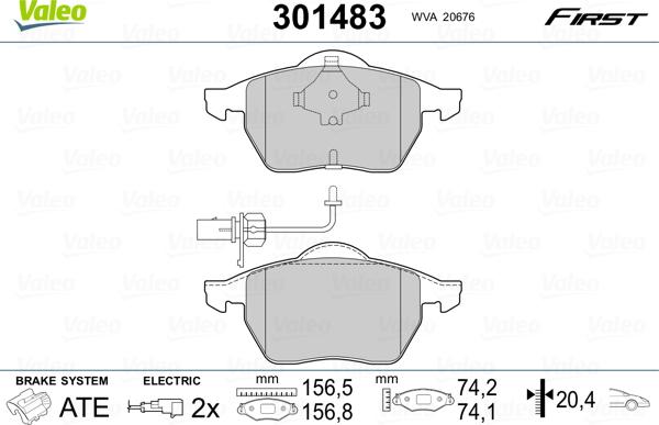 Valeo 301483 - Bremžu uzliku kompl., Disku bremzes ps1.lv