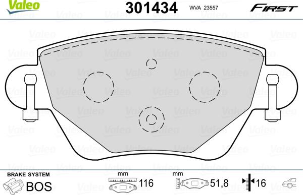 Valeo 301434 - Bremžu uzliku kompl., Disku bremzes ps1.lv