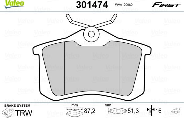 Valeo 301474 - Bremžu uzliku kompl., Disku bremzes ps1.lv