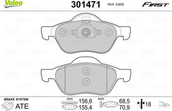 Valeo 301471 - Bremžu uzliku kompl., Disku bremzes ps1.lv