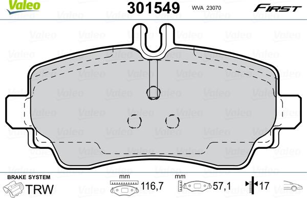 Valeo 301549 - Bremžu uzliku kompl., Disku bremzes ps1.lv