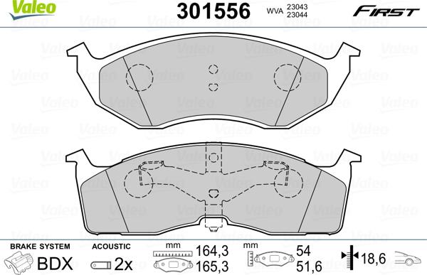 Valeo 301556 - Bremžu uzliku kompl., Disku bremzes ps1.lv