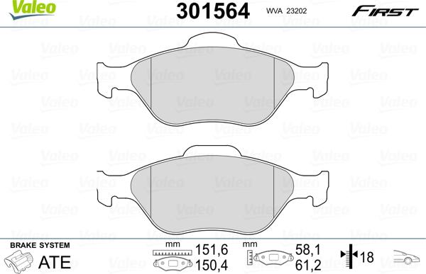 Valeo 301564 - Bremžu uzliku kompl., Disku bremzes ps1.lv