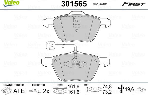 Valeo 301565 - Bremžu uzliku kompl., Disku bremzes ps1.lv