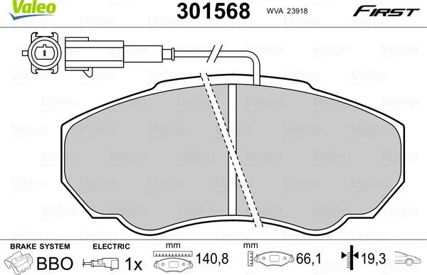 Valeo 301568 - Bremžu uzliku kompl., Disku bremzes ps1.lv