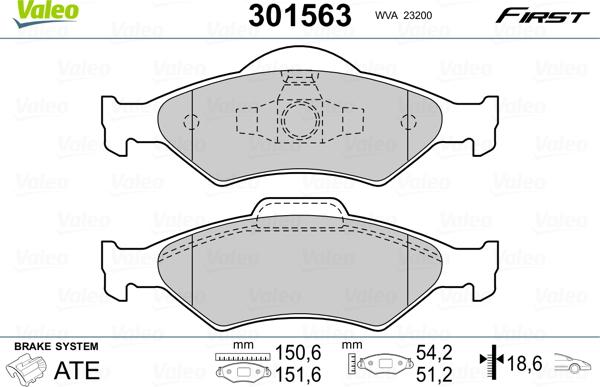 Valeo 301563 - Bremžu uzliku kompl., Disku bremzes ps1.lv