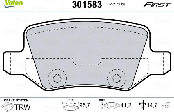 Valeo 301583 - Bremžu uzliku kompl., Disku bremzes ps1.lv