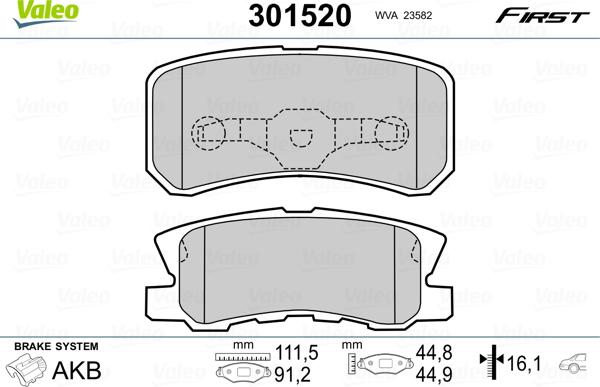 Valeo 301520 - Bremžu uzliku kompl., Disku bremzes ps1.lv