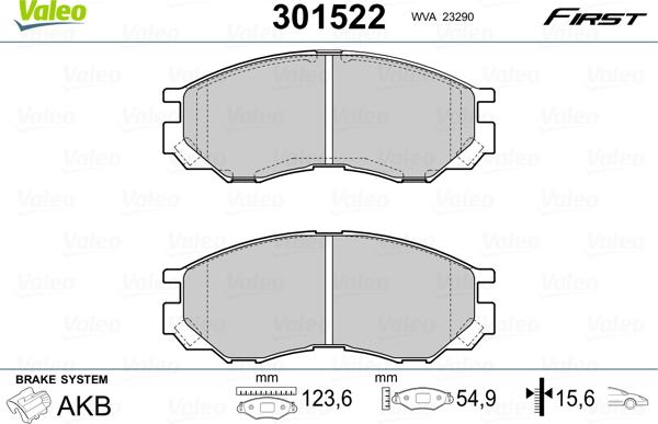 Valeo 301522 - Bremžu uzliku kompl., Disku bremzes ps1.lv