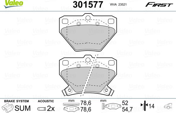 Valeo 301577 - Bremžu uzliku kompl., Disku bremzes ps1.lv