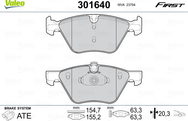 Valeo 301640 - Bremžu uzliku kompl., Disku bremzes ps1.lv