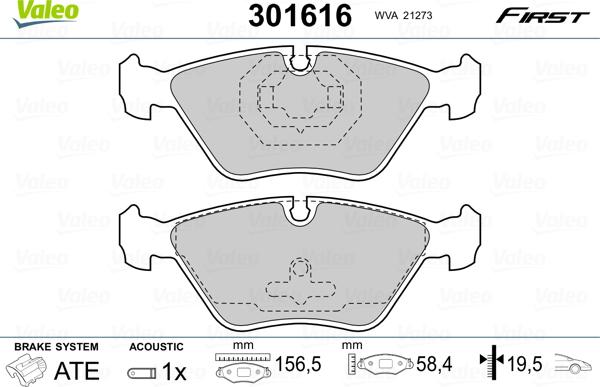 Valeo 301616 - Bremžu uzliku kompl., Disku bremzes ps1.lv