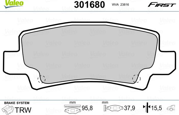 Valeo 301680 - Bremžu uzliku kompl., Disku bremzes ps1.lv