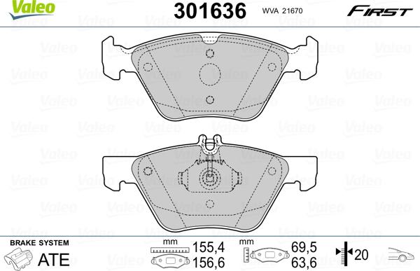 Valeo 301636 - Bremžu uzliku kompl., Disku bremzes ps1.lv