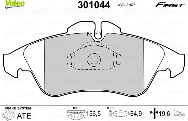 Valeo 301044 - Bremžu uzliku kompl., Disku bremzes ps1.lv