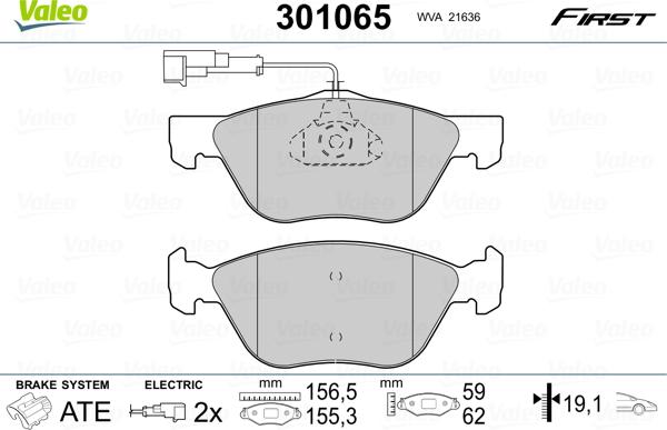 Valeo 301065 - Bremžu uzliku kompl., Disku bremzes ps1.lv