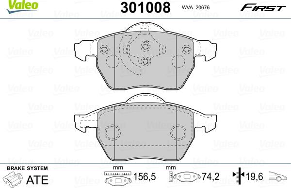 Valeo 301008 - Bremžu uzliku kompl., Disku bremzes ps1.lv