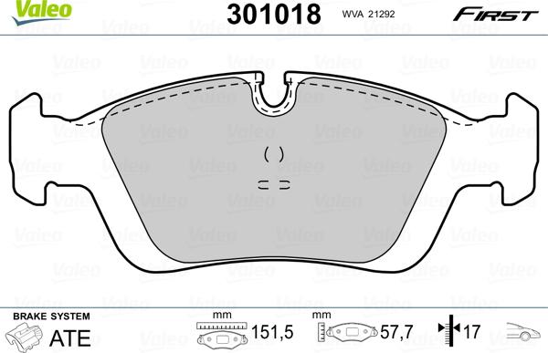 Valeo 301018 - Bremžu uzliku kompl., Disku bremzes ps1.lv