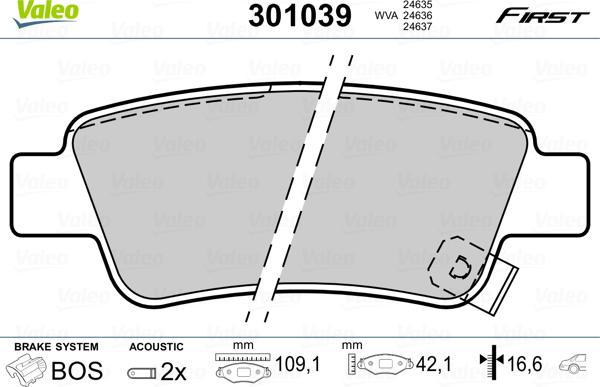 Valeo 301039 - Bremžu uzliku kompl., Disku bremzes ps1.lv