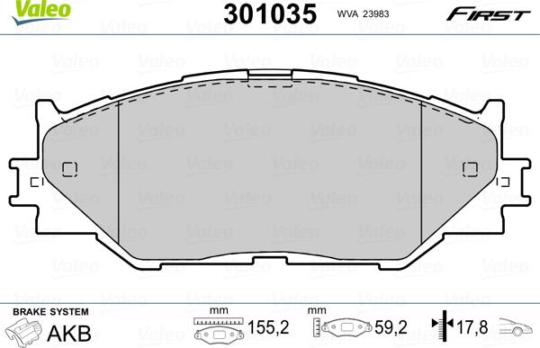 Valeo 301035 - Bremžu uzliku kompl., Disku bremzes ps1.lv