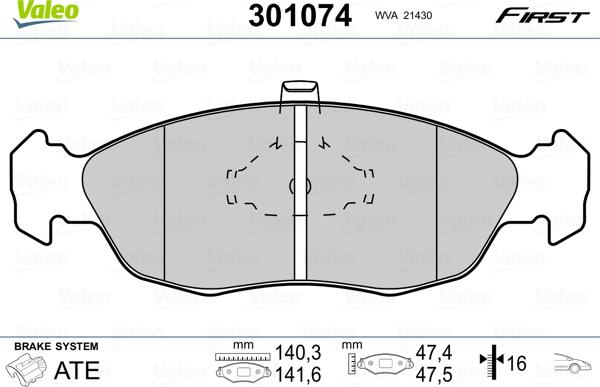 Valeo 301074 - Bremžu uzliku kompl., Disku bremzes ps1.lv