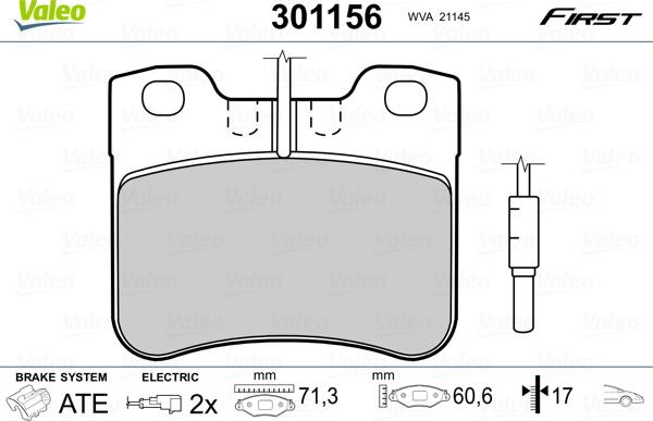 Valeo 301156 - Bremžu uzliku kompl., Disku bremzes ps1.lv