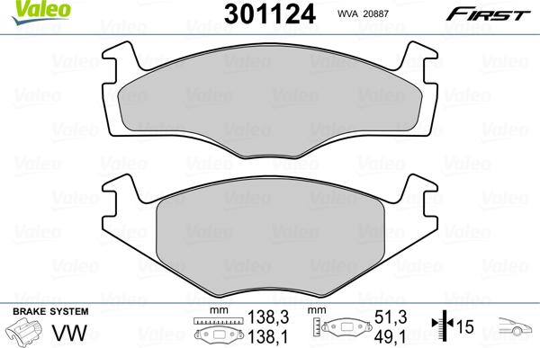 Valeo 301124 - Bremžu uzliku kompl., Disku bremzes ps1.lv