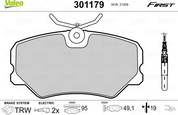 Valeo 301179 - Bremžu uzliku kompl., Disku bremzes ps1.lv