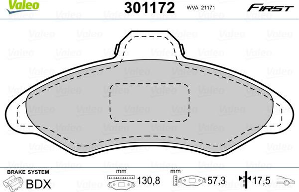 Valeo 301172 - Bremžu uzliku kompl., Disku bremzes ps1.lv