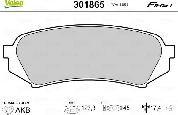 Valeo 301865 - Bremžu uzliku kompl., Disku bremzes ps1.lv