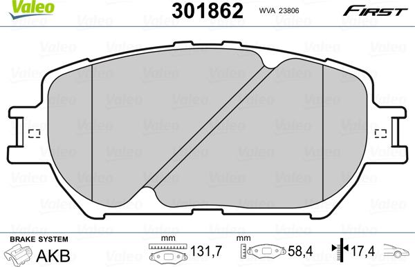 Valeo 301862 - Bremžu uzliku kompl., Disku bremzes ps1.lv