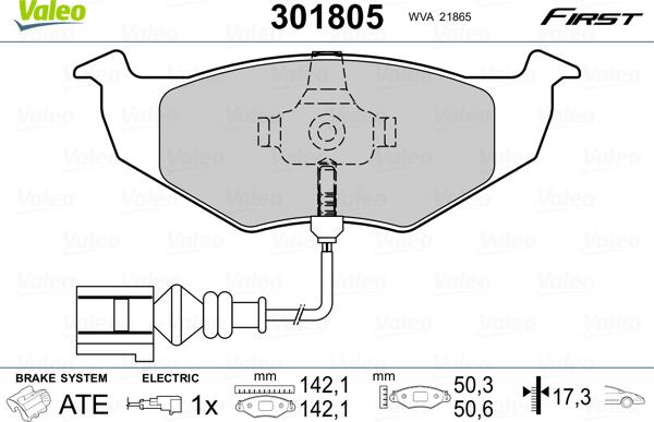 Valeo 301805 - Bremžu uzliku kompl., Disku bremzes ps1.lv