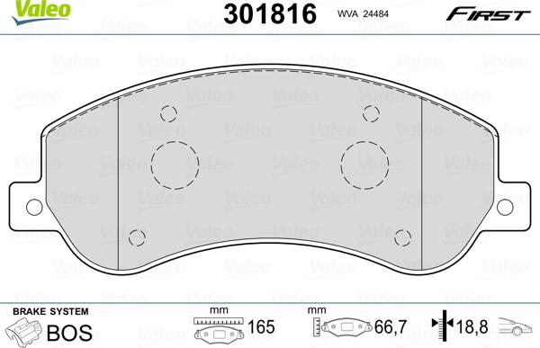 Valeo 301816 - Bremžu uzliku kompl., Disku bremzes ps1.lv