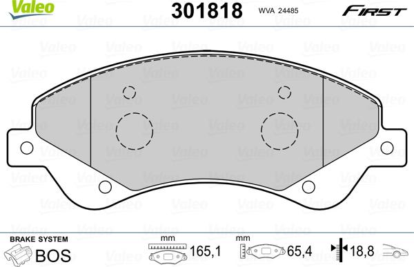 Valeo 301818 - Bremžu uzliku kompl., Disku bremzes ps1.lv