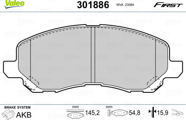 Valeo 301886 - Bremžu uzliku kompl., Disku bremzes ps1.lv