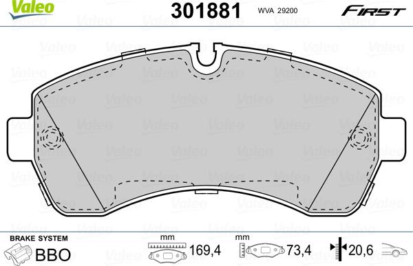 Valeo 301881 - Bremžu uzliku kompl., Disku bremzes ps1.lv