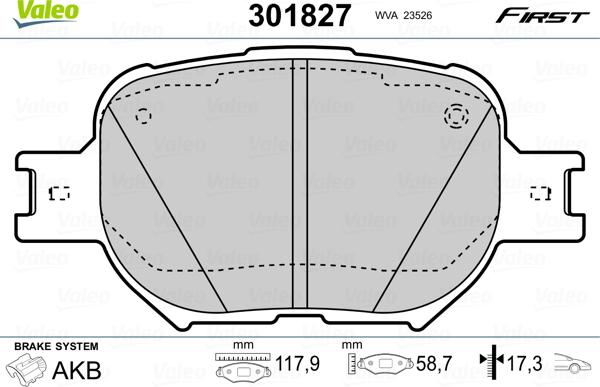 Valeo 301827 - Bremžu uzliku kompl., Disku bremzes ps1.lv