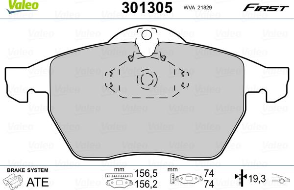 Valeo 301305 - Bremžu uzliku kompl., Disku bremzes ps1.lv