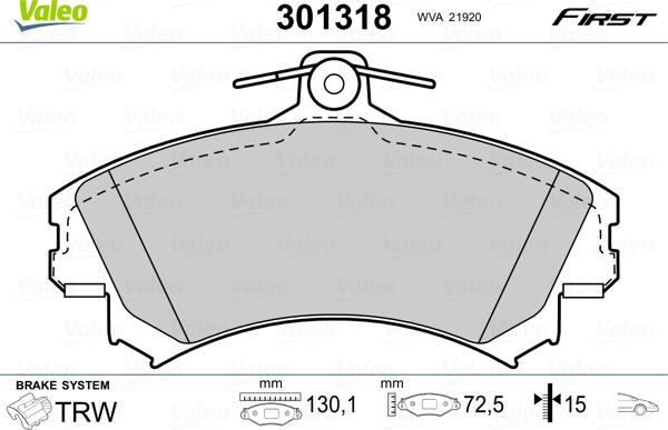 Valeo 301318 - Bremžu uzliku kompl., Disku bremzes ps1.lv