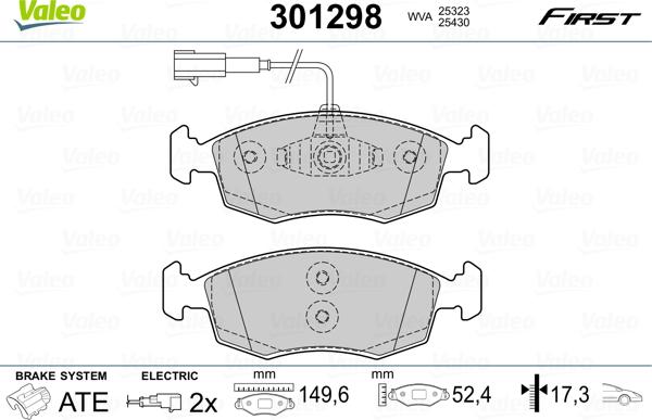 Valeo 301298 - Bremžu uzliku kompl., Disku bremzes ps1.lv