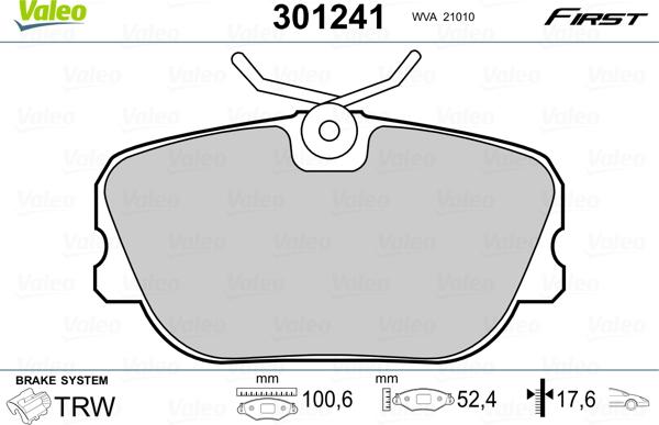 Valeo 301241 - Bremžu uzliku kompl., Disku bremzes ps1.lv