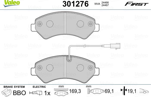 Valeo 301276 - Bremžu uzliku kompl., Disku bremzes ps1.lv