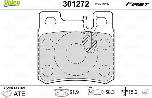 Valeo 301272 - Bremžu uzliku kompl., Disku bremzes ps1.lv