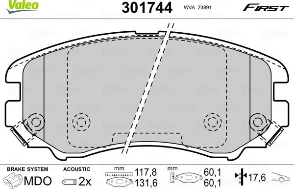 Valeo 301744 - Bremžu uzliku kompl., Disku bremzes ps1.lv